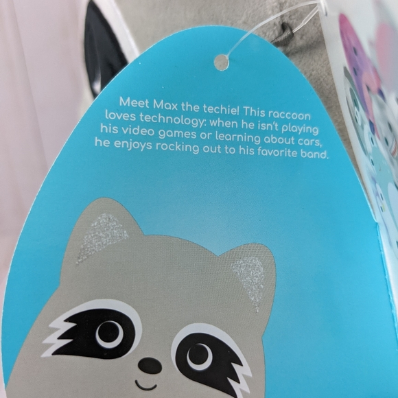 Kellytoy Squishmallows Max the Raccoon Gray Black Rainbow New with Tags 12" - Picture 10 of 11